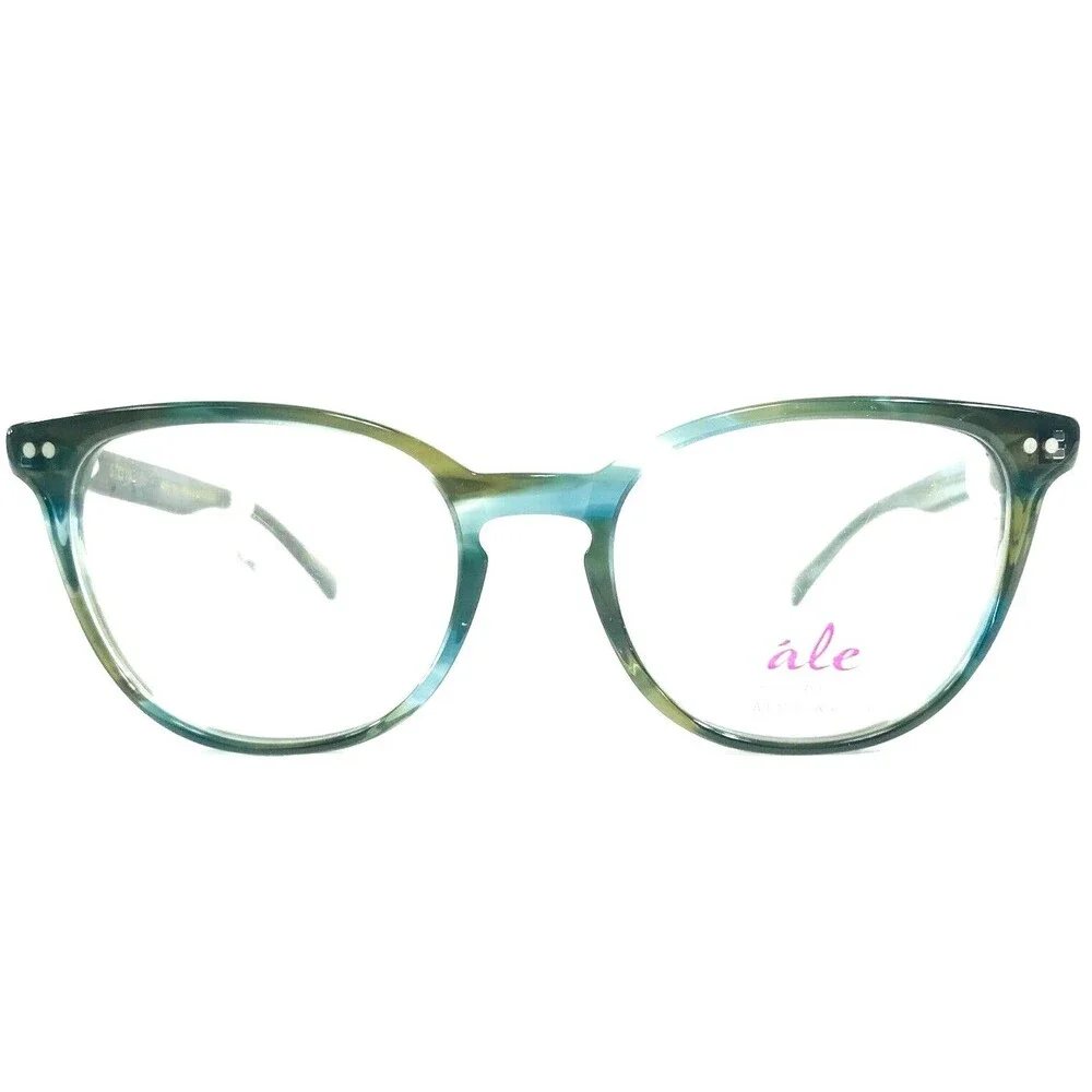Ale by Alessandra Eyeglasses Frames 617-3 Clear Blue Green Round 51-18-135